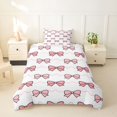 thumbnail image 2 of spefrowx Simple Pink Bow Twin Duvet Cover for Kids, Wavy Line Stripe Twin Bedding, Pink Reversible, 2pcs, 1 Duvet Cover and 1 Pillowcase, 2 of 6