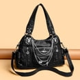 thumbnail image 3 of HUISZJ PU Leather Shoulder Bag, Large Capacity Crossbody Bag with Adjustable Strap, Y2k Messenger Bag for Women Work Shopping Travel (Black), 3 of 6
