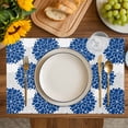 thumbnail image 4 of Dahlia Flower Placemats Set of 6, Farmhouse Botanical Blue Grey Floral Placemats for Dining Table, Place Mats for Kitchen Tabletop, Waterproof Wipeable Dining Table Mats Set, 4 of 9