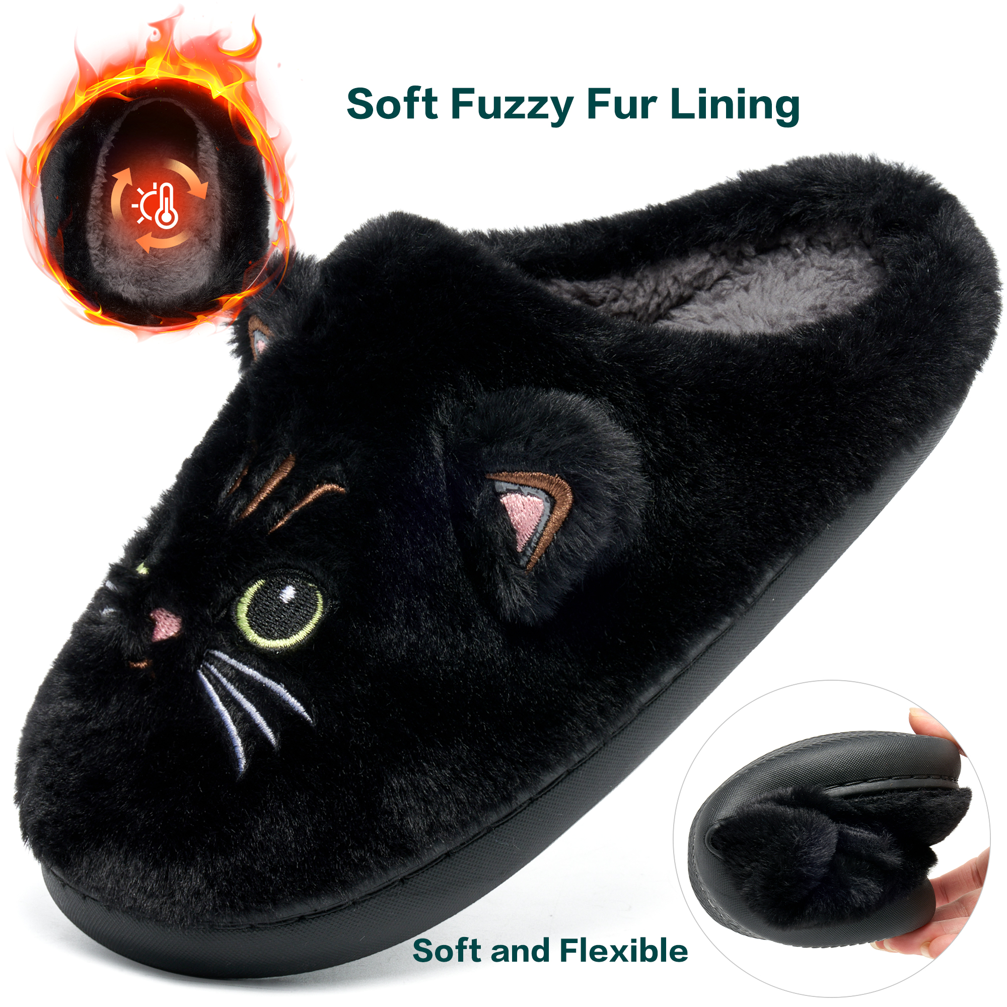 Ecetana Women's Fuzzy Cat House Slippers photo 3