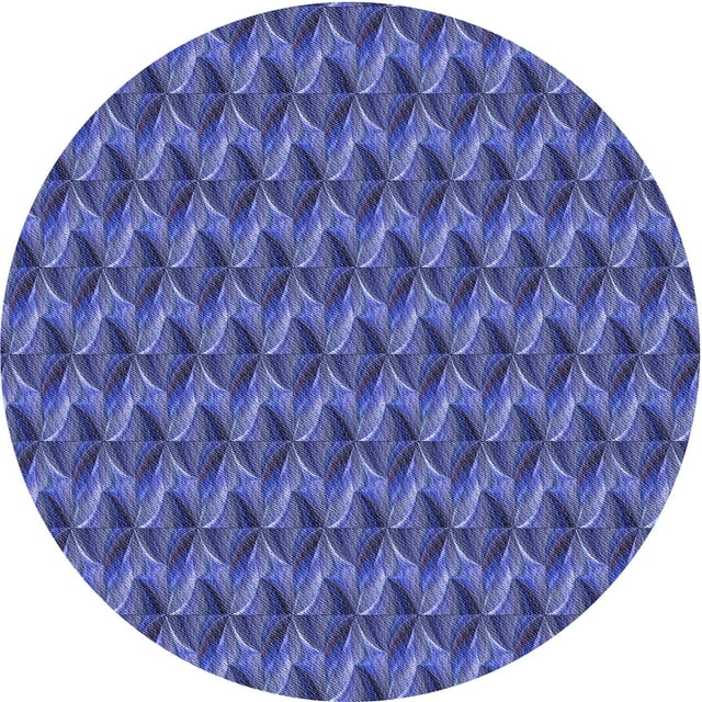 Ahgly Company Tapis Rond Lavable en Machine Intérieur Transitionnel Bleu Ardoise Clair, 7 Pieds Rond