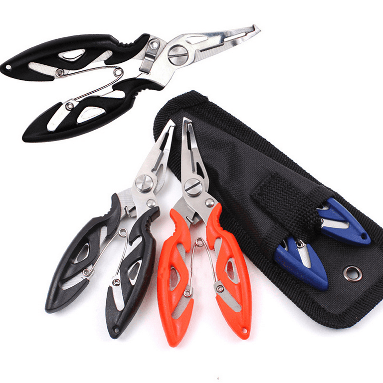 Fishing Pliers Aluminum Handle Braid Cutters Split Ring Pliers Hook Remover  Fish Holder with Sheath and Lanyard