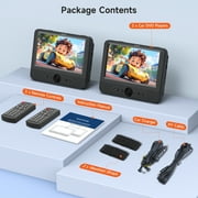 WONNIE 7.5” Dual DVD Player for Car, Portable Dual Screen DVD Player for Kids with Strap, AV In/Out, Support Play Same or Two different Videos/USB/SD, Best Kids Gift (Without Built-in Battery)