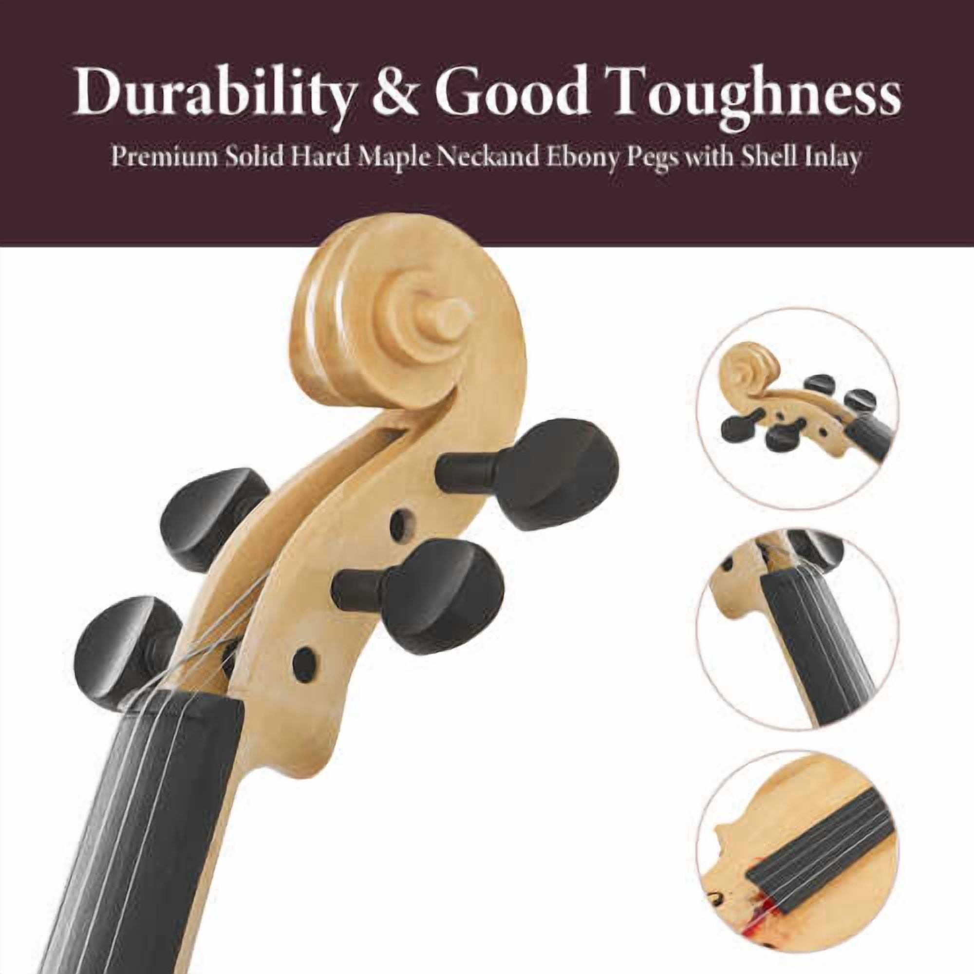 4/4 Full-Size Violin - Professional Sound Durable Tonewood Complete Accessories Unique Gift for Musicians Wood + Wood_1