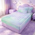 thumbnail image 2 of meiyoeat Purple Green Watercolor Cloud Zipper Full Size Comforter Sets with Fitted Sheet and 2 Pillowcases,Soft Ombre Print Zipper Bedding Set For Girls,Light Gray Reversible,4 Pieces, 2 of 7