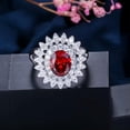 thumbnail image 5 of Silver Plated Cubic Zirconia Red Stone Flower Ring for Women Fashion CZ Jewelry, 5 of 9