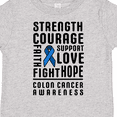 thumbnail image 4 of Inktastic Strength Courage Support Colon Cancer Awareness Boys or Girls Toddler T-Shirt, 4 of 5