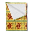 thumbnail image 2 of Native Soft Flannel Fleece Throw Blanket, Native Indigenous Pattern Rhombus Borders, Cozy Plush for Indoor and Outdoor Use, 50" x 60", Yellow Orange and Red, by Ambesonne, 2 of 5