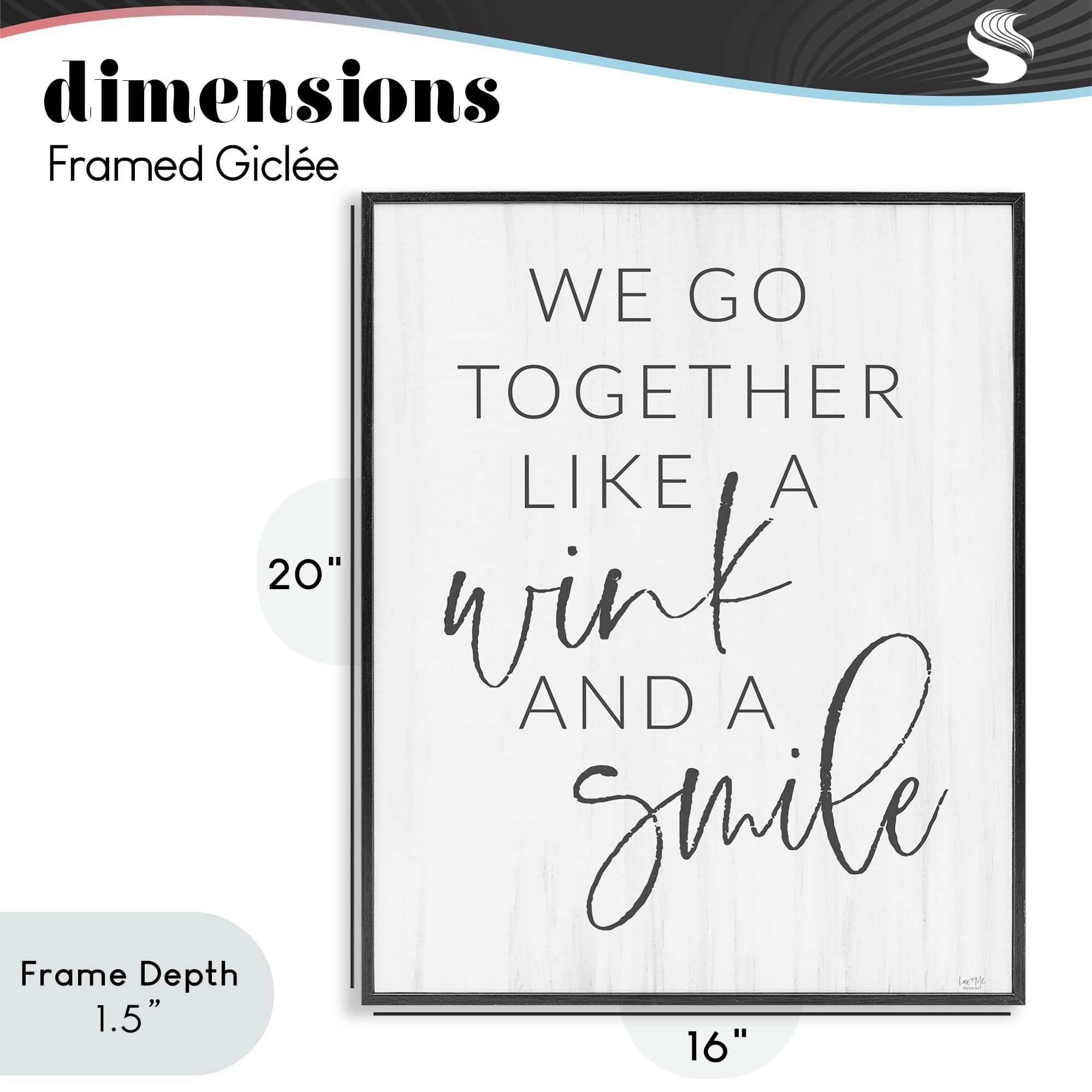 Stupell Industries Go Together Like Wink & Smile Black Framed Giclee Art, design by Lux + Me Designs