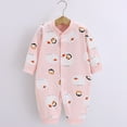 thumbnail image 2 of WRKEKC Baby Girls Romper, Baby Boys Jumpsuit, Newborn Summer Button-Up Print Round Neck Long Sleeve Comfortable Rompers, 2 of 4