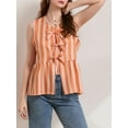 thumbnail image 5 of Biezeib Women's Striped Tank Tops Loose Round Neck Front Tie Up Ruffled Sleeveless Blouse for Summer, 5 of 6