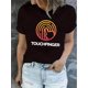 thumbnail image 1 of 1pc Women'S Casual Crew Neck T-Shirt with Geometric Touch Fingerprint Print, Fashionable Short Sleeve Knit Fabric Top, Polyester 95% Spandex 5%, Medium Stretch, All-Season Comfort, 1 of 6