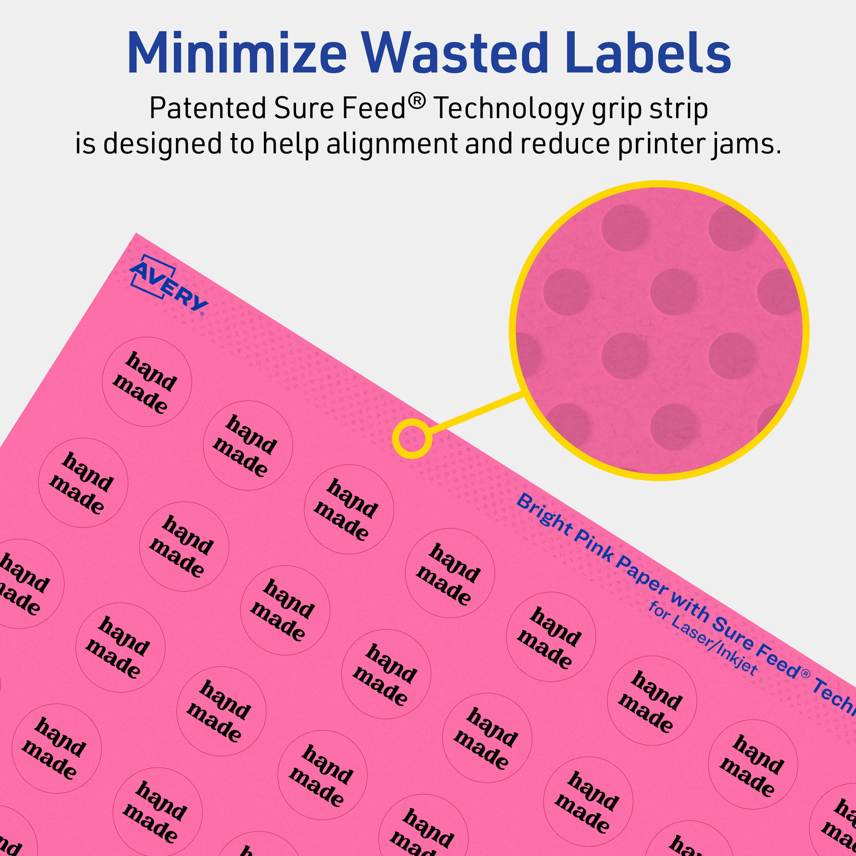 Avery Printable Round Labels, Bright Pink, 0.75" Diameter, 6,400ct