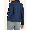 thumbnail image 4 of Bmisegm Women's Fall Suede Moto Jacket Fashion Long Sleeve Zipper Short Casual Coats With Pockets Jackets for Women Casual Blue M, 4 of 9