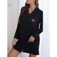 thumbnail image 2 of Diconna Chemise de Nuit pour Femmes, Manches Longues, Boutonnée, Col à Revers, Robe de Nuit, 2 of 7
