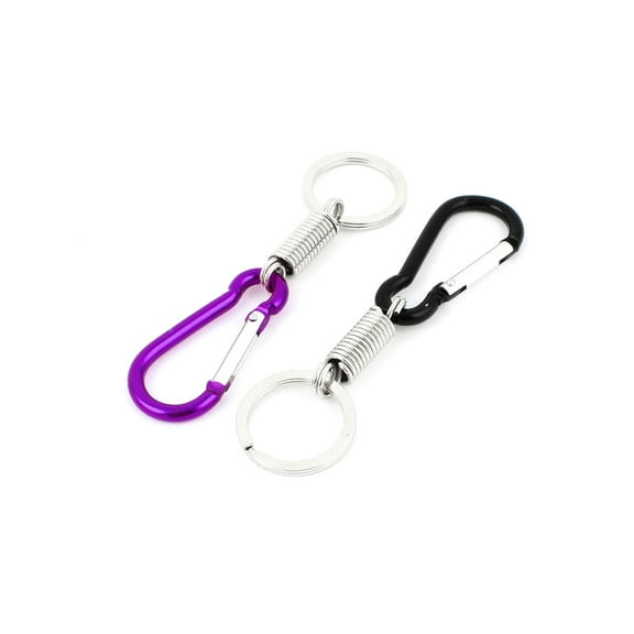 Unique Bargains 2pcs Black Purple Carabiner Clip  Loaded Keychain Keyring Key Holder