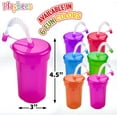 thumbnail image 5 of Playbees Neon Sipper Cups - 6 Oz. - Colorful, Spill-Proof Cups with Lids and Straws - Ideal for School Events, Themed Parties, and Birthday Celebrations - Party Supplies | 12 Pack, 5 of 6
