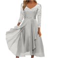 thumbnail image 1 of QJUHUNG Robe Midi Formelle pour Femmes Soirée Été Col en V Manches Courtes T-Shirt Soirée Invité de Mariage Style Asymétrique B-8 Cocktail Gris_i L, 1 of 6