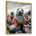 thumbnail image 2 of Designart "Silent Guardians Grey Coral Seal" Animals Floater Framed Canvas Print, 2 of 7