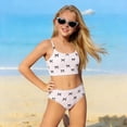 thumbnail image 4 of Byoo Big Girls UPF 50+ 2-Piece Bikini Set Smocked Bow Print Quick Dry Swimwear At Beach Pool,White, 4 of 6
