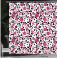 thumbnail image 3 of Ambesonne Pink and Grey Shower Curtain, Retro Circle Dots, 69"Wx70"L, Grey Pink Black, 3 of 4