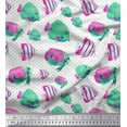 thumbnail image 1 of Soimoi Cotton Poplin Fabric Dot & Fish Ocean Print Fabric by The Yard 42 Inch Wide, 1 of 3