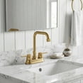 thumbnail image 4 of Wowow 4 in. Centerset Double Handle High Arc Bathroom Faucet with Drain Kit Included in Gold, 4 of 9