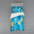 thumbnail image 2 of Ambesonne Tropical Bedding Set 4 Pcs, Frangipani Flower Aqua, Queen, Aqua Yellow White, 2 of 3