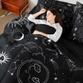 thumbnail image 4 of Castle Fairy Sun Moon Stars Twin Bedding Sets 7-Piece for Teens Adults,Starry Sky Bedding Comforter Set Microfiber,Black White Breathable Sheet Sets,Lightweight Room Decor,Reversible, 4 of 8