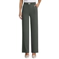 thumbnail image 2 of Comfy Fit Pants for Women Over 50 Straight Leg Elastic Waist Solid Pants Perfect Drape High Rise Pull-On Stretch Pants, S, 2 of 7