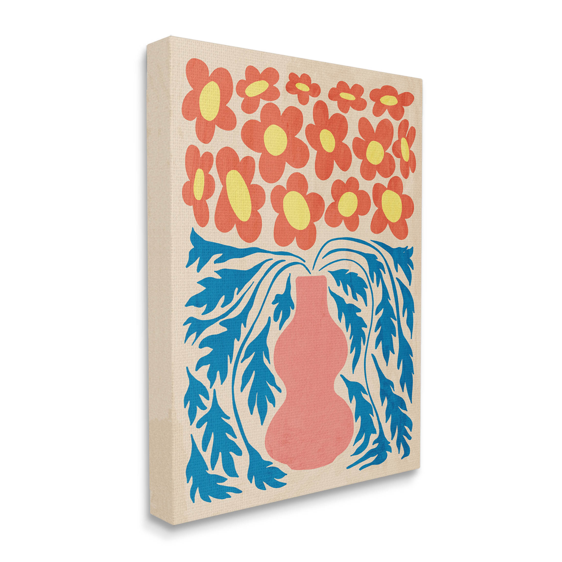 Stupell Industries Retro Flower Pattern Vase Graphic Art Gallery Wrapped Canvas Print Wall Art, Design by Ziwei Li