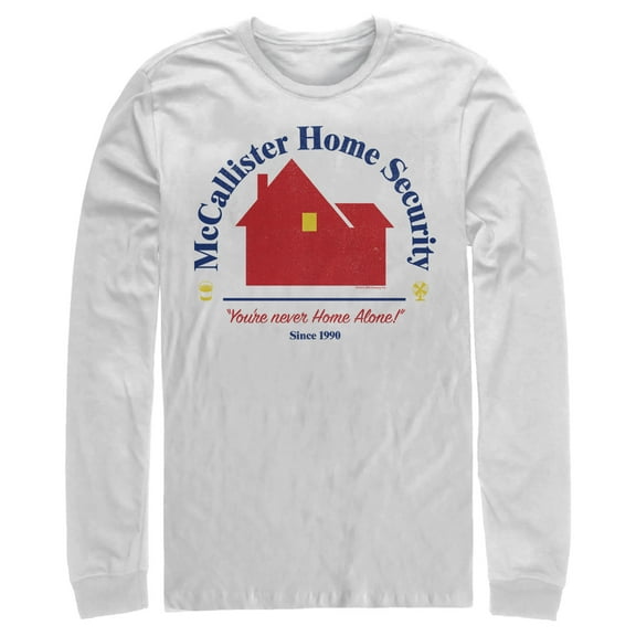 Men's Home Alone McCallister Home Security  Long Sleeve Shirt White Large