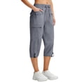 thumbnail image 2 of Capris for Women Quick Dry Elastic Waist Straight Leg with 6 Pockets Lightweight Casual Summer Hiking Pants, M, 2 of 7