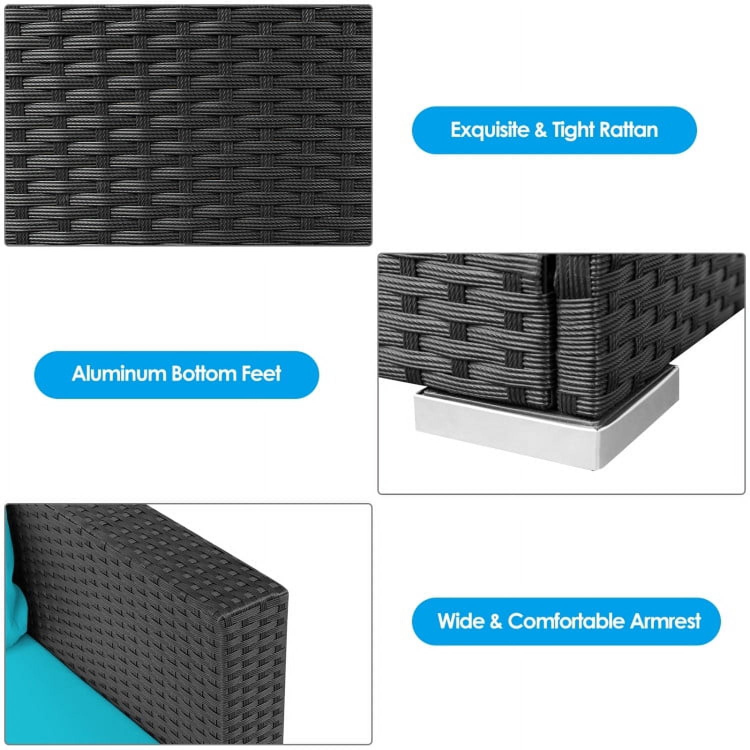 Aimee Lii 3 Pieces Patio Wicker Conversation Set with Cushion, Modern Patio Furniture, Turquoise Aimee Lii 3 Pieces Patio Wicker Conversation Set with Cushion, Modern Patio Furniture, Turquoise