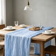 thumbnail image 5 of chaungfeng Sky Blue Cheesecloth Table Runner,35 x 71 inch Gauze Table Runners,Semi Sheer Cheese Cloth Fabric Table Runner for Wedding,Party,Bridal Shower Decoration, 5 of 6