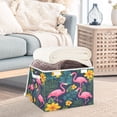 thumbnail image 3 of Yayeee Collapsible Cube Storage Bin with Lid Fabric Closet Decorative Basket with Handles, Yellow Floral Flamingo, 3 of 7
