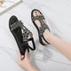thumbnail image 3 of Zapatos Verano Sandalias Planas Bohemio Punta Abierta Diamantes Imitación para Mujeres Y Niñas, 3 of 9