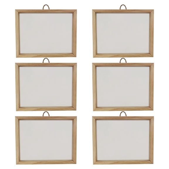 White Plaque with Unfinished Frame by Make Market – 8" x 10" MDF Panel with Pinewood Frame for DIY Crafts & Wall Decor - Includes Jute Hanger - 6 Pack