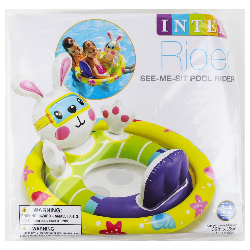 Intex SeeMeSit Inflatable Pool Rider Swimming Float Ring Bunny 34