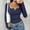 #0323-Navy, variant on Women's Ribbed Tops V Neck Long Sleeve Button Placket Fitted Tops Chic Soft Stretchy T-Shirts Gift