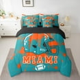 thumbnail image 2 of Manfei American Football Bedding Comforter Set 7-Piece for Kids Teens, Rugby Helmet Full Bedding Set, Teal Orange Graffiti Splash Fitted Sheet Flat Sheet, Microfiber Bedroom Decor, 2 of 8