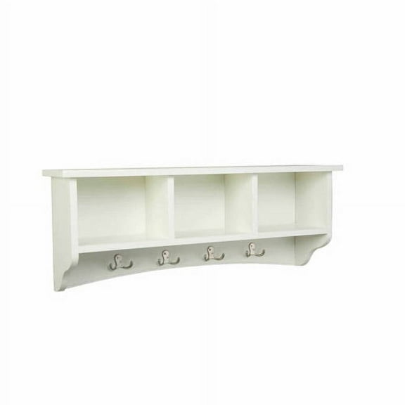 Shaker Cottage Storage Coat Hook with Cabinet Bench Set, Ivory