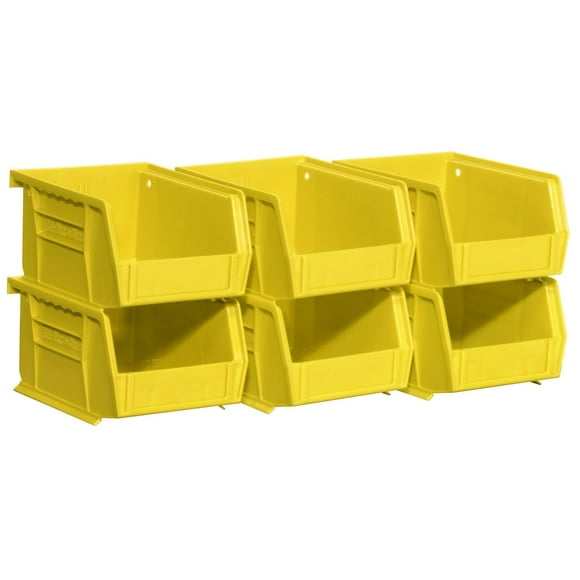 Akro-Mils 30210 Bacs de Rangement en Plastique, Bacs Empilables Gain de Place pour Organisation de Garage, Organisation de Garde-Manger, Rangement d'Artisanat, 5 Pouces x 4 Pouces x 3 Pouces, Jaune, Lot de 6