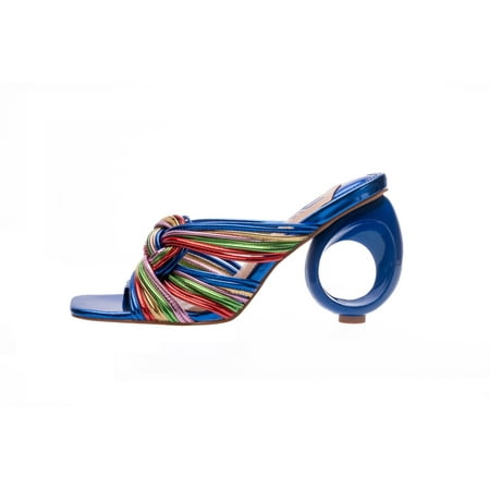 

Ninety Union Brazil Multi Color Strapy Sandal On A Architectual Heel Blue 11