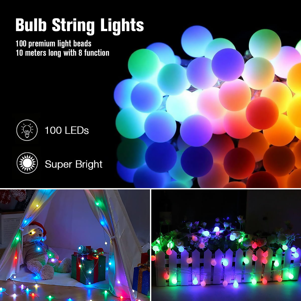 5M 50LED Fairy String Lights Bulb Ball Lamp Christmas Wedding Party Garden Decor 
