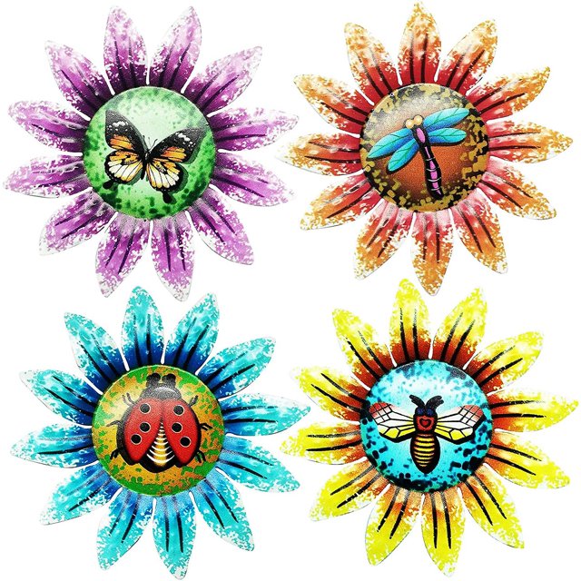 Decoraciones colgantes de pared de hierro forjado para interiores (púrpura, rojo, azul, amarillo) 4 piezas (yu-1)