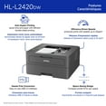 thumbnail image 3 of Brother Wireless HL-L2420DW Compact Monochrome Laser Printer, Duplex and Mobile Printing, Refresh Subscription Eligible, 3 of 8