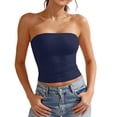 thumbnail image 2 of ASDFVBKG Women Sexy Tube Tops Going Out Double Lined Basic Summer Y2K Tank Top Blue XL, 2 of 4