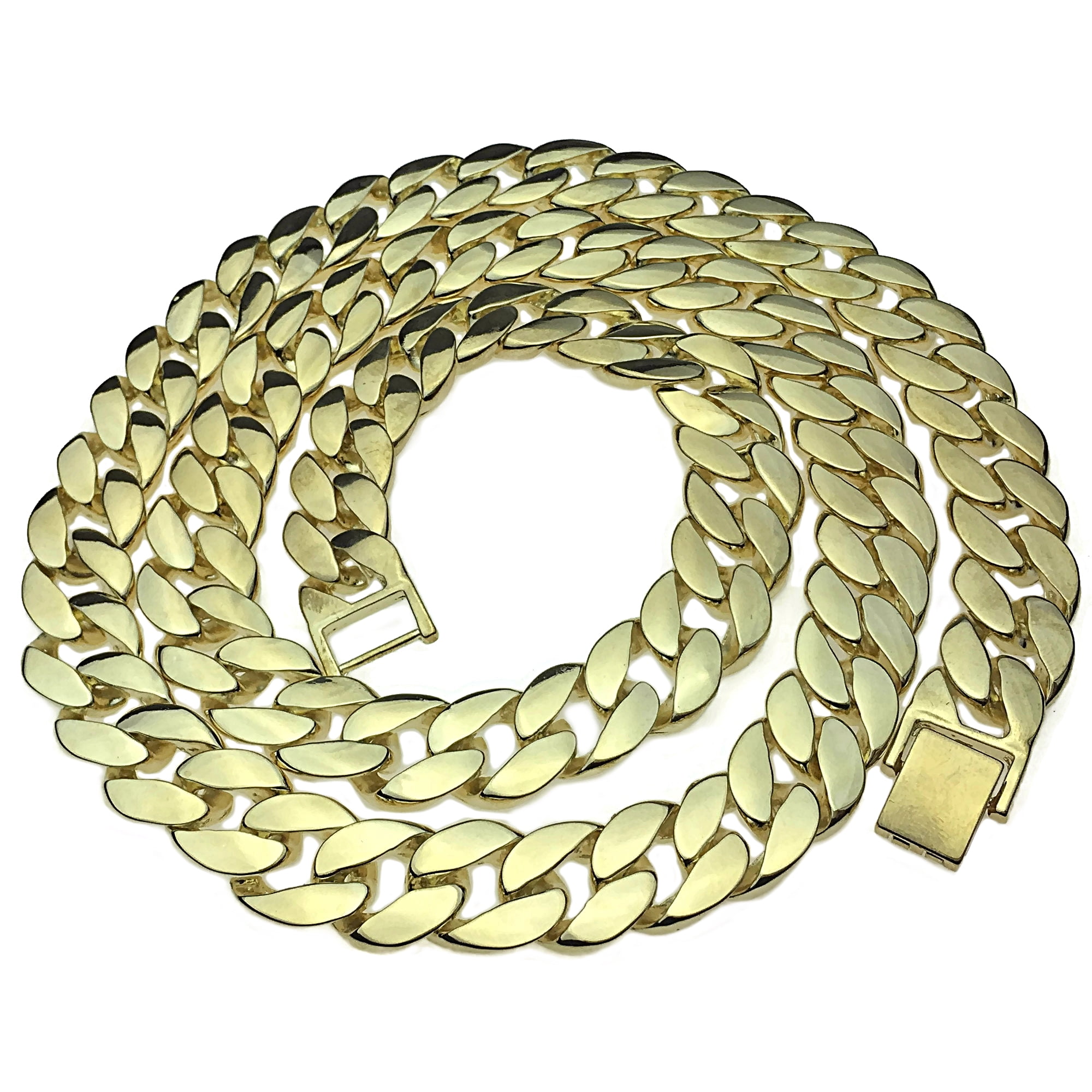 Men's 33" Inch Long Cuban Link Neck Chain Heavy Gold Finish 15 mm Wide Big Hip Hop Necklace