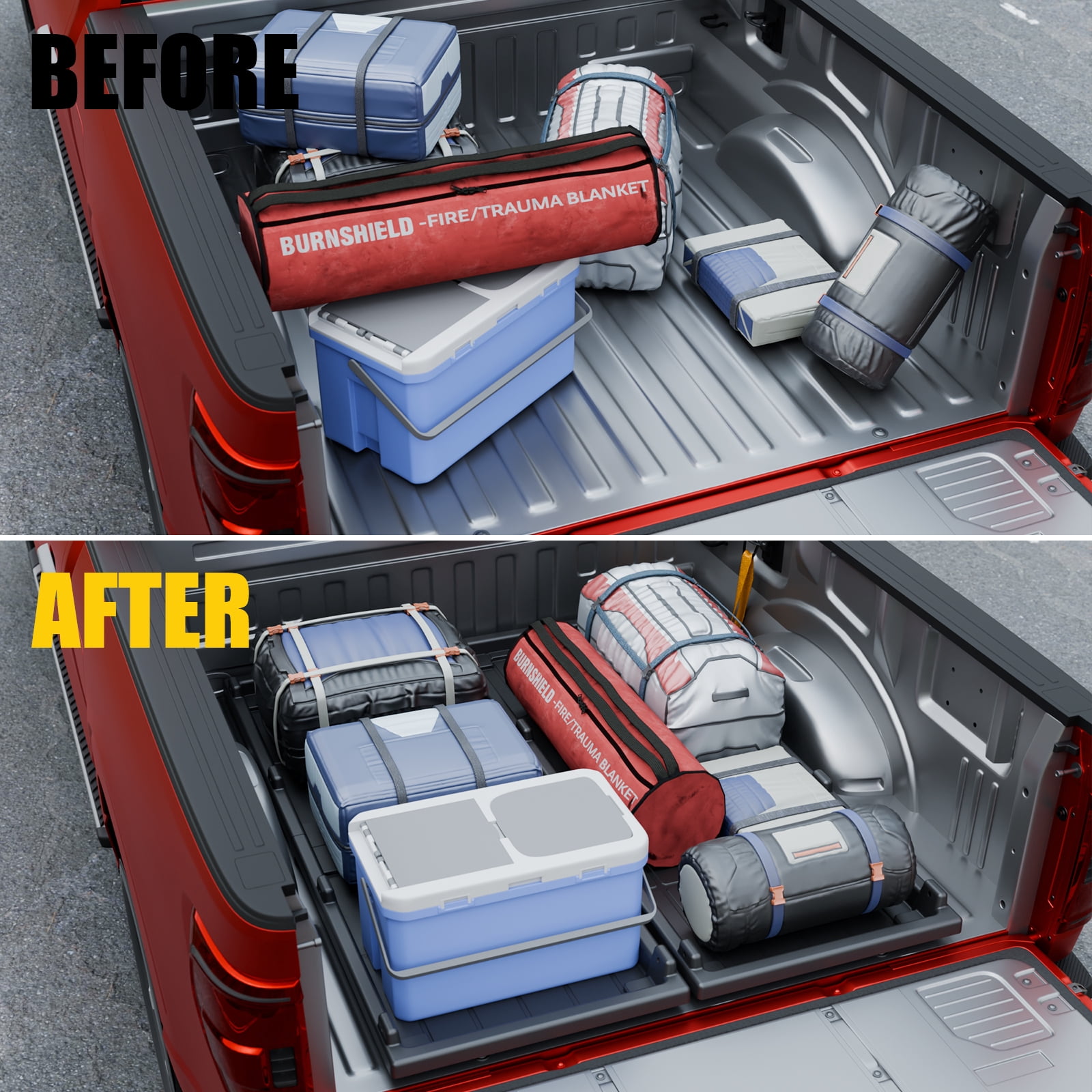Slide Out Truck Bed Cargo Tray, HDPE Lightweight Sliding Organizer, 500 lbs Capacity, Fit Ford F-150, Chevy Silverado, GMC Sierra, Dodge Ram, Toyota Tundra